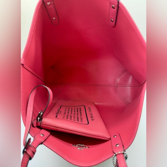 Coach Women's Reversible City Tote Bag Khaki/Bright Pink Monogram F36658 - Picture 6 of 11